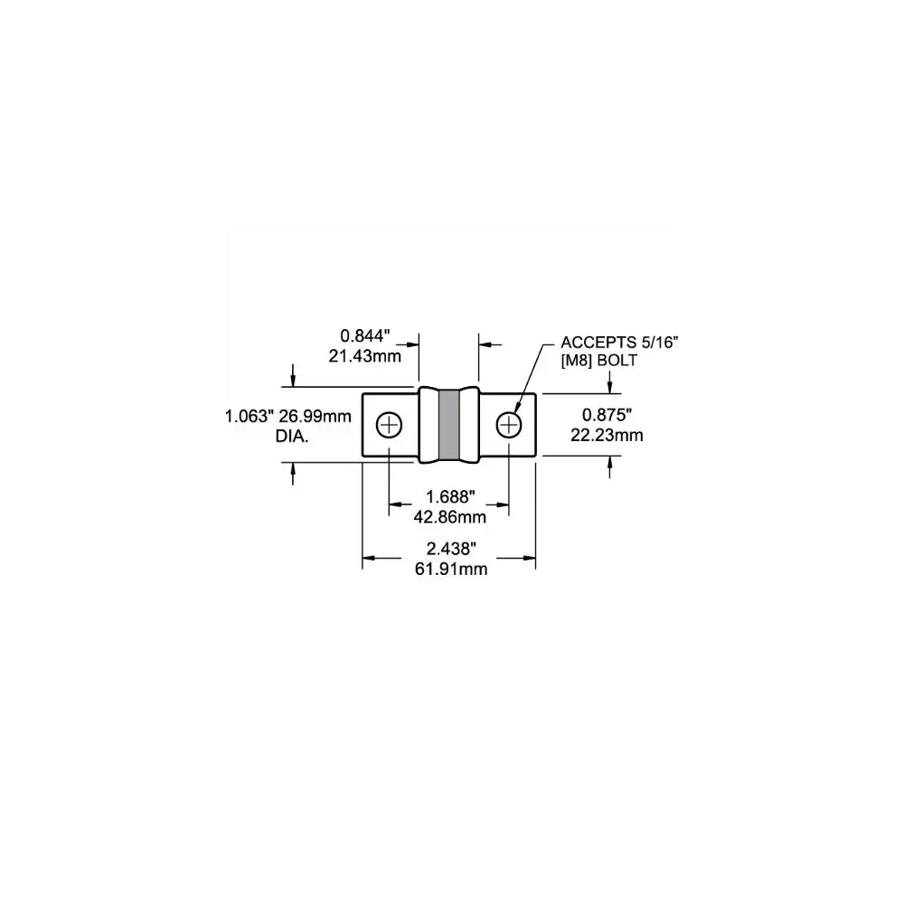 A3T/CLASS T Bolt-On Fuse - 110 Amps/125 Volt DC - BLS5112-BSS - view 2